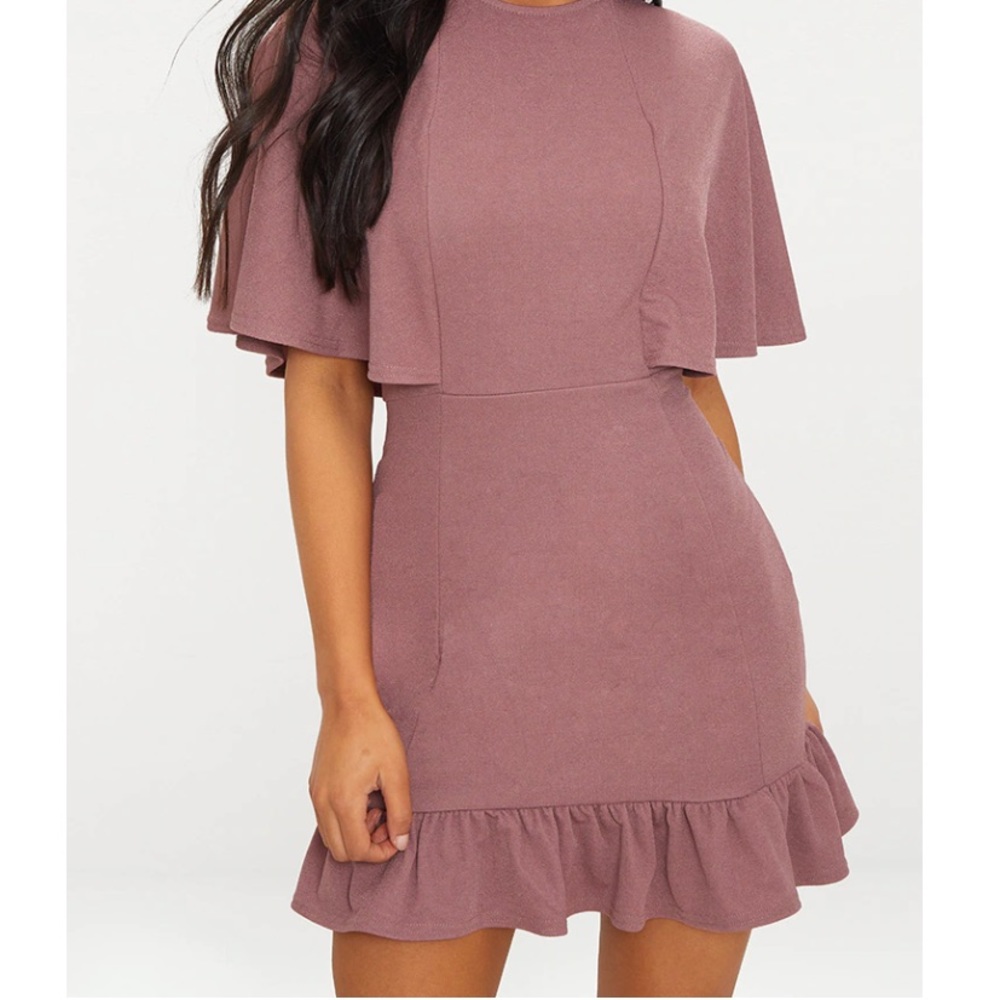 Mauve Mini Dress with Ruffle